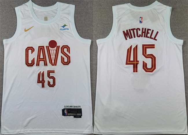 Men%27s Cleveland Cavaliers #45 Donovan Mitchell White Association Edition Stitched Jersey->denver nuggets->NBA Jersey